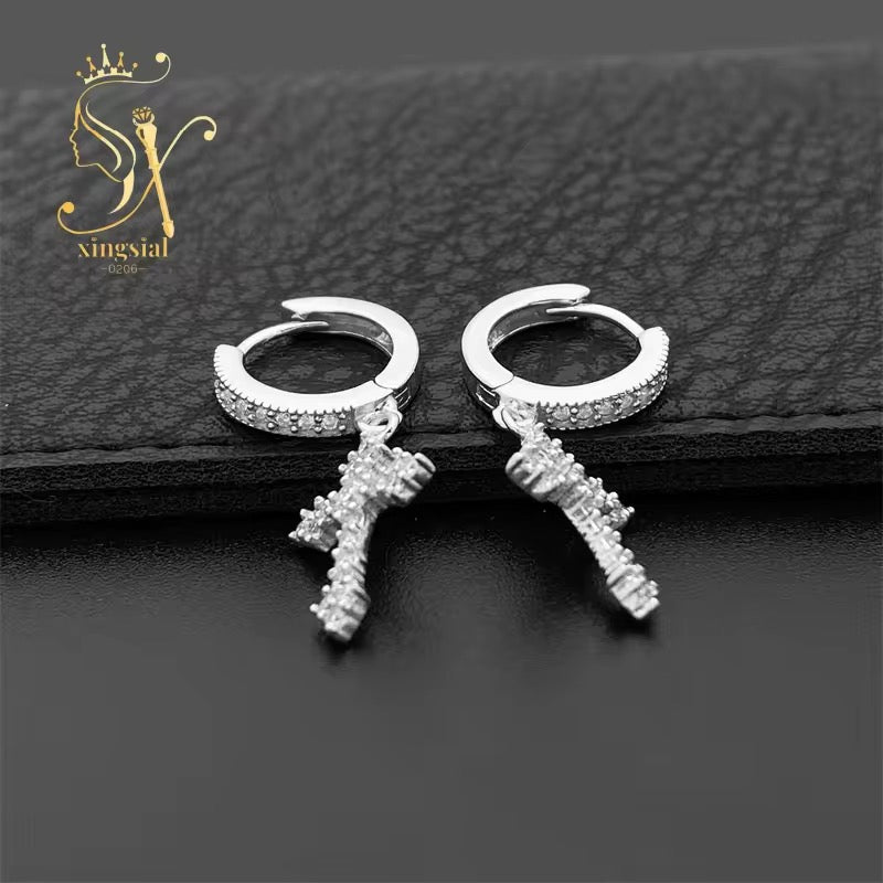 Moissanite Cross Earrings