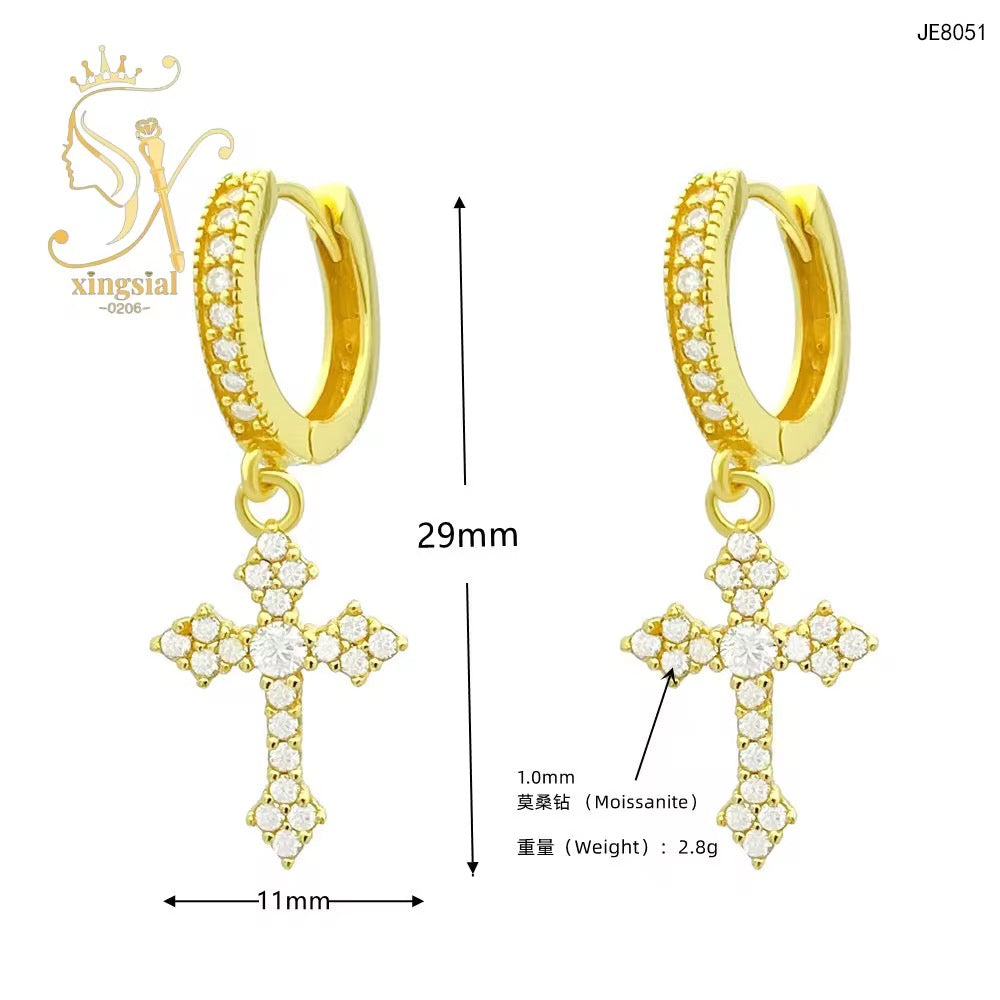 Moissanite Cross Earrings