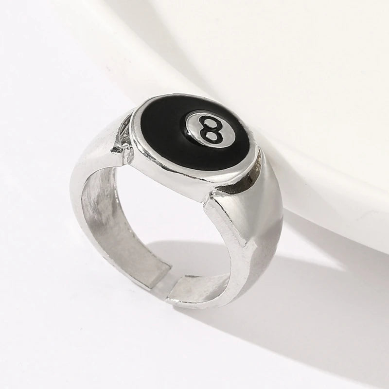 Black 8 Eight Pool Ring Jewelry