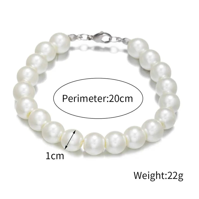 White Glass Pearl Bracelet