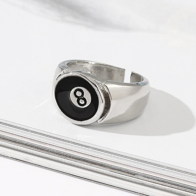 Black 8 Eight Pool Ring Jewelry