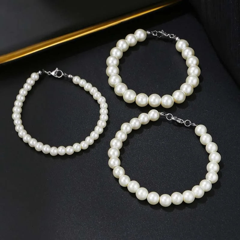 White Glass Pearl Bracelet