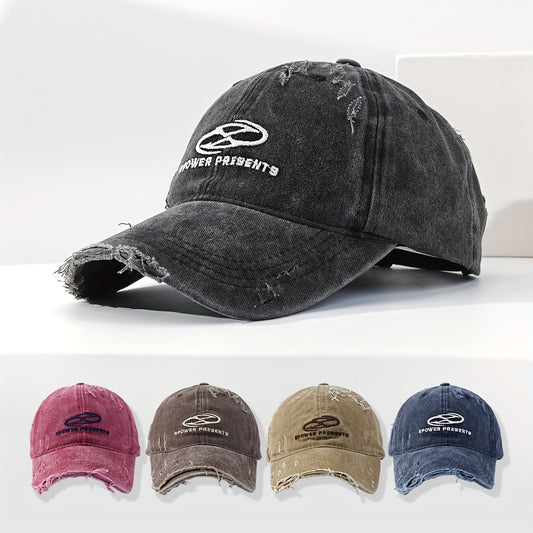 Vintage-Inspired Distressed Denim Baseball Cap